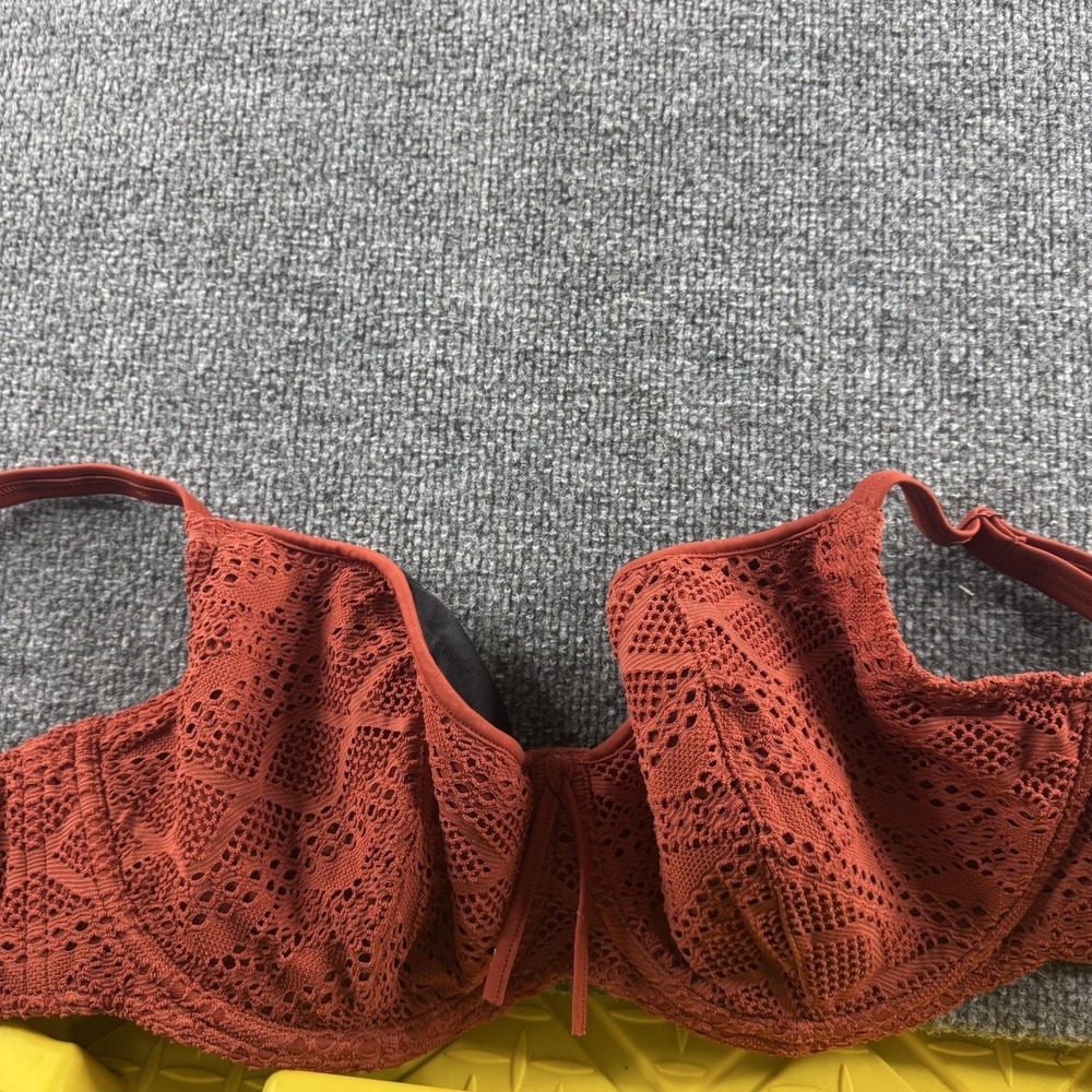 Freya Balconette Bra Womens 32J Orange Lace Unpadded Mesh Lined Underwire